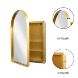 24x36 Inch Arched Recessed Medicine Cabinet, Metal Framed Bathroom Wall Cabinet with Mirror and W1435P182923