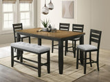 1pc Contemporary Style Dining Rectangular Table with18" Leaf Tapered Block Feet Wheat Charcoal B011P160496