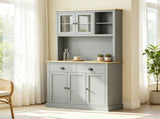 71" Gray Freestanding Kitchen Pantry Cabinet Modern Tall Hutch with Wide Countertop and Custom 84513500