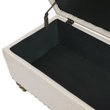Ottoman storage bench, recessed support hinge top easy to open, rivet trim around, bedroom, W2941P242252