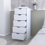 ZNTS Dillon 5 Narrow Drawer Dresser, Tall Chest of Drawers B128P148699