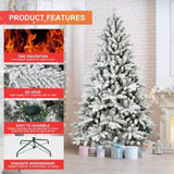 ZNTS 6FT PE&PVC Flocked Artificial Christmas ,With 1100 branch tips and metal stand,Foldable Fake W1773P199059