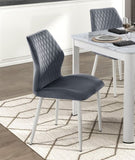 ZNTS Modern Dining Side Chairs Set of 2, Dark Gray Velvet Upholstered White Metal Legs Furniture B011P284952