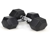 20LB HDRS Rubber Coated Solid Cast Iron Dumbbell with Contoured Chrome Handle, Hexagon 97175236