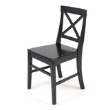 ZNTS Roshan Farmhouse Acacia Wood Dining Chairs, Black 62888.00BLK