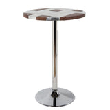 ZNTS Retro Brown and Aluminum Pedestal Bar Table B062P189152