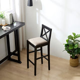 Bar Chair Counter Height Stool with Backrest, Padded Seat & Footrest, Wood Kitchen Island Chair, W2582P170703