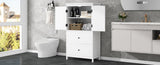 Bathroom Storage Cabinet, Cabinet with Two Doors and Drawers, Adjustable Shelf, MDF Board, White N725P188460K