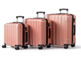 ABS Trolley Case 20in 24in 28in 3PCS Suitcase Set Vertical Striped Frosted Case Suitcase Rose Gold 30183418