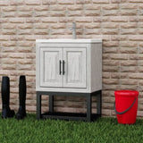 24" Bathroom Vanity White Ceramic Sink & Hot and Cold Faucet , Freestanding Bathroom Cabinet W688P224402