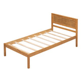 Platform Bed Frame with Headboard , Wood Slat Support , No Box Spring Needed ,Twin,Oak WF212811AAN