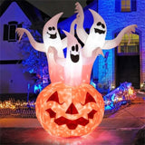 6ft Halloween Inflatable Ghost & Pumpkin Decoration - Colorful Rotating Flame Light, 190T Waterproof 31184295
