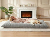 Gray Convertible Corduroy Bean Bag Floor Sofa for Adults, 76.5x55 Inch Sponge Filling Foldable Floor 55415567