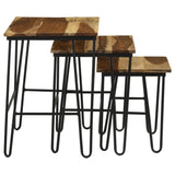 Natural and Black 3-Piece Nesting Table with Hairpin Legs B062P153893