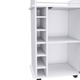 Dukat Bar Cart,Two Shelves, Six Built-in Wine Rack, Four Casters -White B20091850
