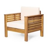 Outdoor Acacia Wood Club Chairs with Cushions, TeakBeige, 27.75"D x 32"W x 27.75"H 70692.00