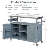 K&K Outdoor Kitchen Island, Rolling Bar Cart & Storage Cabinet, Farmhouse Solid Wood Outdoor Grill WF532198AAG