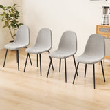 Dining Chairs Set of 4 modern kitchen dining chairs, linen padded seats, and sturdy black metal leg W1727P237778
