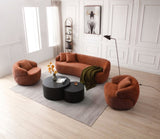 360&deg Swivel Mid Century Modern Curved Sofa, 1-Seat Cloud couch Boucle sofa Fabric Couch, Orange W87691481