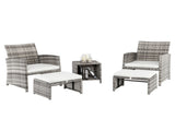 5pcs 2 Chairs 2 Footstools 1 Coffee Table Combination Sofa Gray Gradient 32732879
