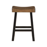 Transitional Design Counter Height Stools Set of 2pcs, Black and Brown Finish Solid Rubberwood B011P284437
