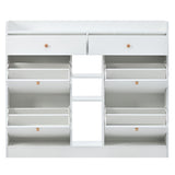 ON-TREND Modern Tipping Bucket Shoe Cabinet with 4 Flip Drawers, Multifunctional WF300851AAK