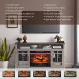 ZNTS 55 inch TV Media Stand with Electric Fireplace KD Inserts Heater,Gray Wash Color W1769132643