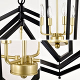 ZNTS 12-Light Lantern Tired Farmhouse Ceiling Hanging Light Black Chandelier Metal Modern Pendant Light W1592P209900