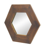 18.5" x 18.5" Hexagon Mirror with Solid Wood Frame, Wall Decor for Living Room Bathroom Hallway, W2078133975