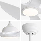 ZNTS 48 Inch Ceiling Fan with Dimmable LED Light and Remote Control, 5 ABS Blades DC Motor White W934P211116