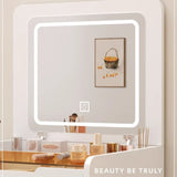 3-in-1 dressing table with flip mirror and light, small dressing table set with visible glass 58566032