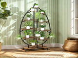 Leaf Shaped Plant Stand with 5-Head Full Spectrum LED Grow Light, Multi-Tier Metal Wood Display 29816561