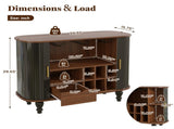 39" Fluted Liquor & Coffee Bar with 6 Wine Racks and 3 Glass Holders, Mid-Century Modern Bar 77343016