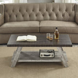 ZNTS Athens Contemporary Two-Tone Wood Shelf Coffee Table in Weathered Walnut and Gray T2574P164645