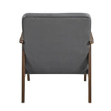 Mid-Century Modern Design 1pc Accent Chair Dark Gray Velvet Upholstery Dark Walnut Finish Wood, B011P256602