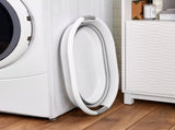 24 x 17 x 11in Collapsible and Carrying Handles 40L Plastic Laundry Basket, White and Grey 53217258