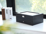 Watch Box 20 Mens Case Glass Top Display Organizer Lockable Black 38015822