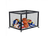 Rolling Sports Ball Storage Cart, Double Lid Basketball Cage, Steel Organizer Rack for Indoor & 32590285