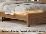 Queen size bed frame headboard with LED lights and charging station cushion platform bed frame, W636P566598