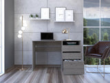 Dublin Three Drawer Computer Desk, One Shelf -Light Gray B20091906