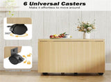 48" Foldable Coffee Table Extendable Center Table With Storage Cabinets & Wheels - Oak 78605973