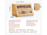 Double-Layer Bamboo Bread Box for Kitchen Counter, Spacious Wooden Bread Storage Container with 03560687