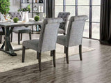 Classic Antique Black / Gray Set of 2 Side Chairs Button Tufted Linen Like Fabric Solid wood Chair B011104801