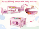 2-in-1 Kids Activity Table and Chairs Set, Double-Sided Whiteboard & Blackboard, with Hidden 49993944