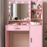 ZNTS Vanity Desk with Mirror & Light, Large Drawer Three Level Storage Dresser, 3 Lighting Modes 71637751