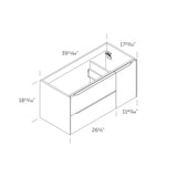 DAX Cenit Single Vanity Cabinet with 2 Drawers 1 Door 40 Inches Matt Moka B2702P227049