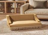 Duchess 33" Medium Princess Pet Bed Sofa with Fringe Skirt, Gold Yellow Performance Velvet B2719P479030