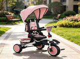 Pink 6-in-1 Convertible Kids Tricycle 1-5Y Stroller Trike with Adjustable Push Handle, Removable 02308222