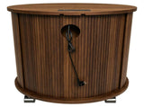 Mid Century Modern Cylinder End Table with Built-in Charging Station & Sliding Door, 2-Tier Storage 06416937