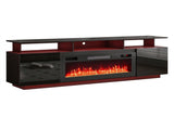 Black Fireplace TV Stand, 199.6*40*62cm, Embossed Particle Board with Melamine Foil, High Gloss 66699979